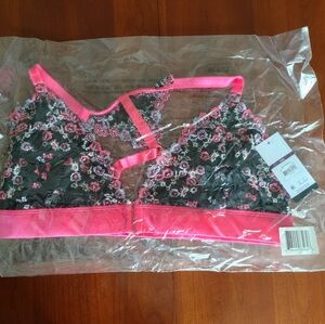 Sofia by Sofia Vergara Floral Lace FRONT CLOSE  Bralette Pink BlackEMBROID (353)